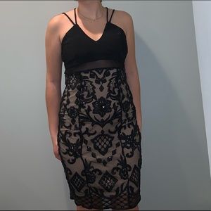 Black Sparkly Mesh Mini Dress